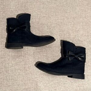 UGG Black Ankle Boots with Bow Accent